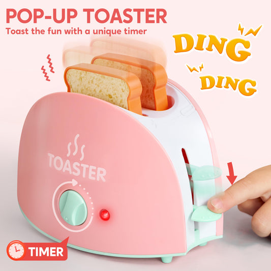 JOYIN toaster with toast elevates pretend breakfast scenes for kids.