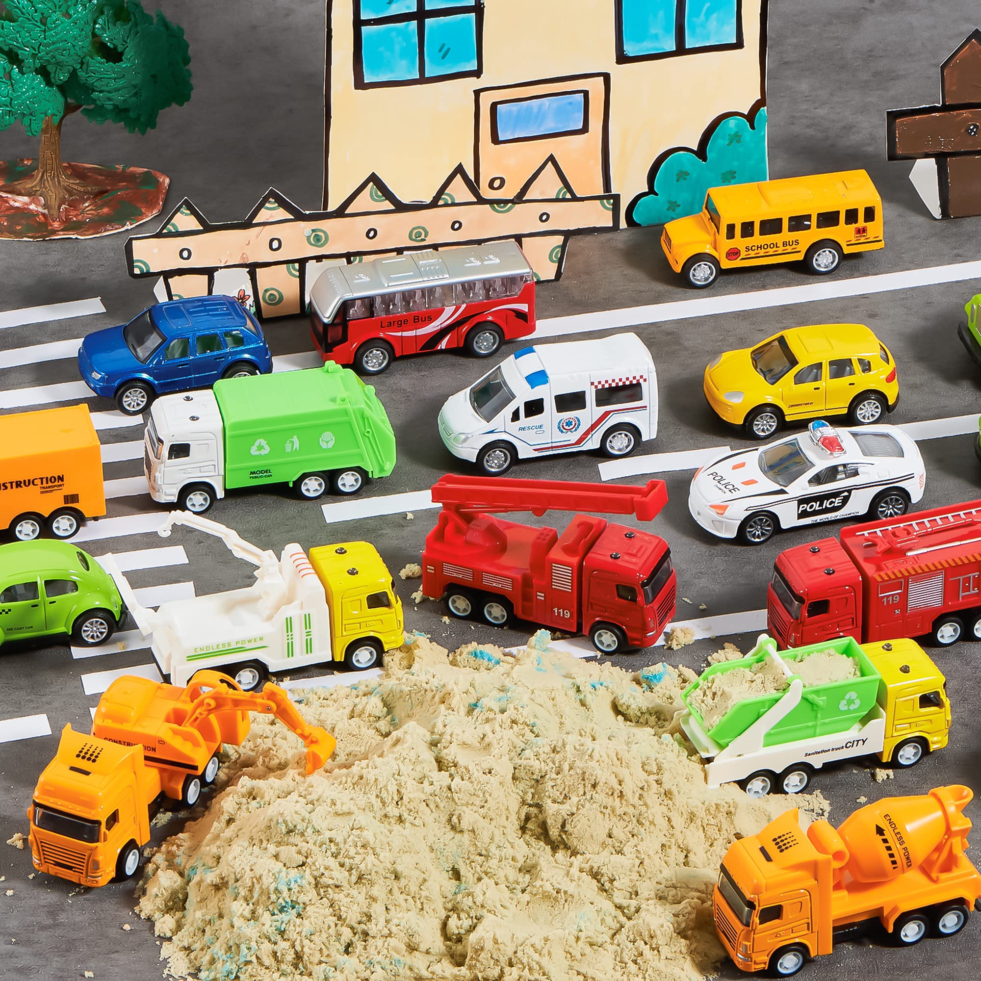 JOYIN pull-back cars set close-up showing colorful finish and detail.