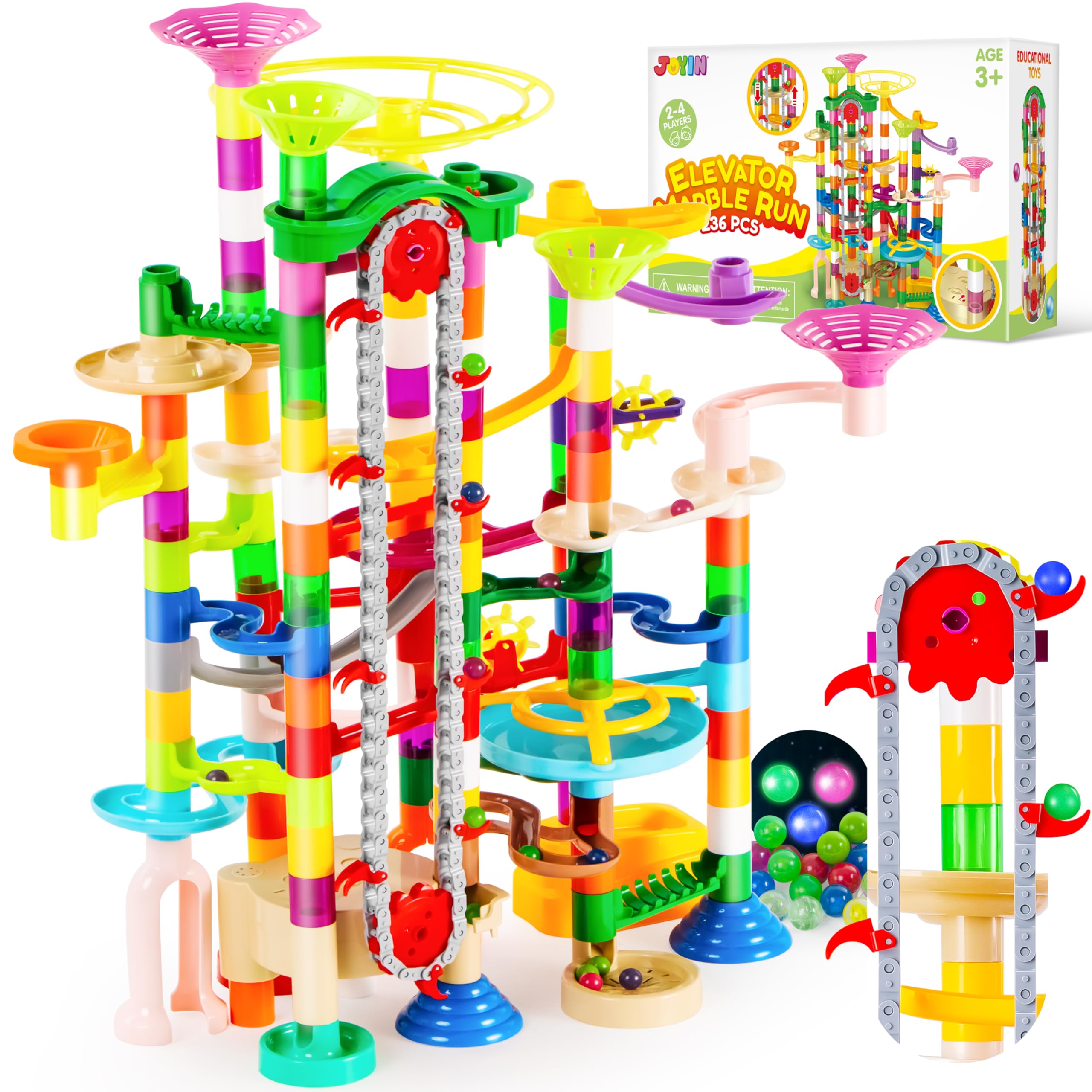 JOYIN race action display shows a vibrant, fast-paced marble show