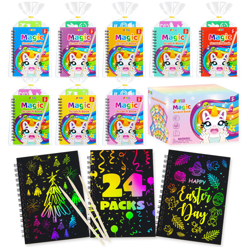 JOYIN rainbow scratch art notebook pack ready for party favors and classroom activities