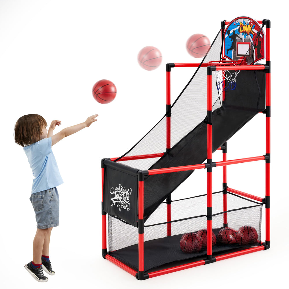 JOYIN red arcade basketball hoop promotes active indoor play.