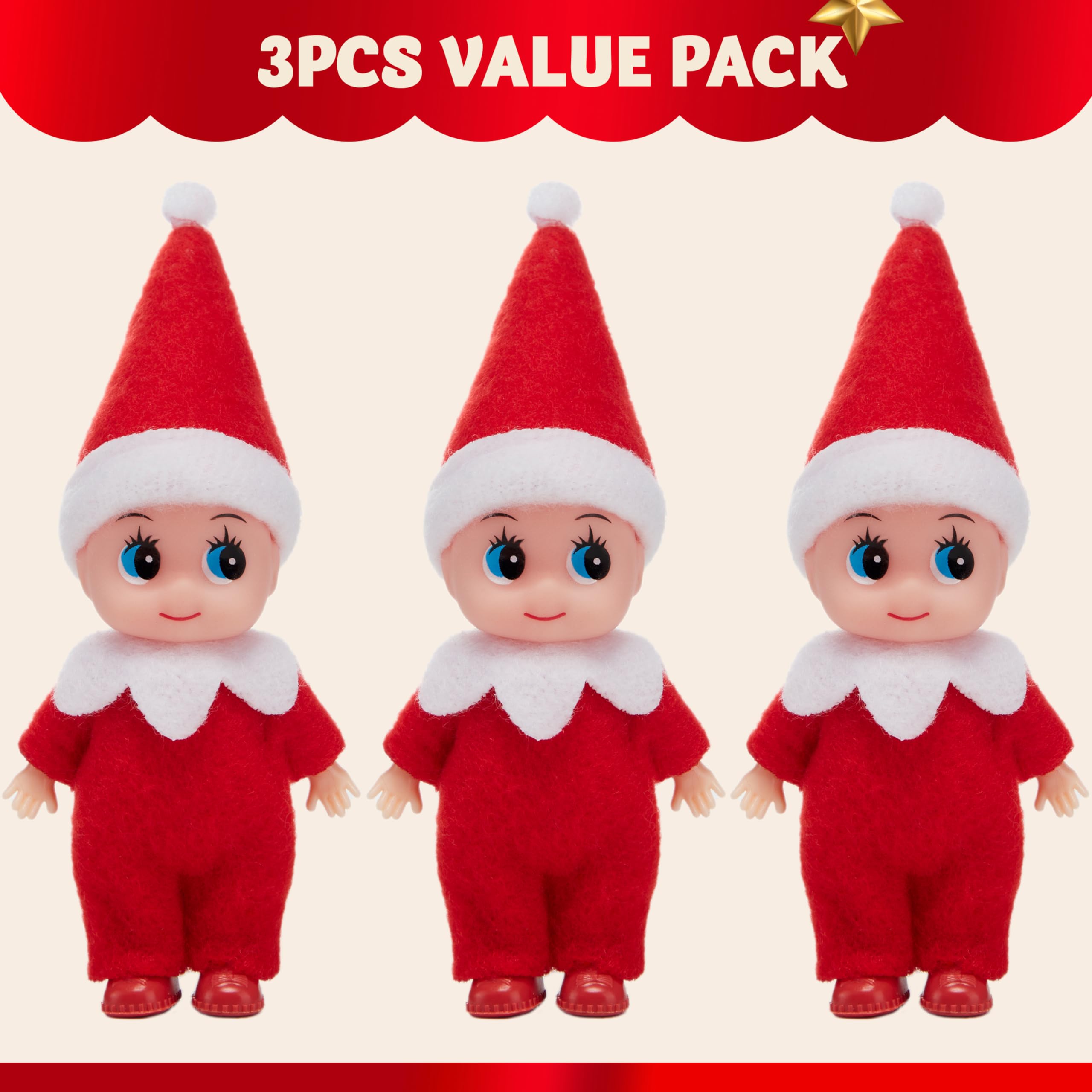 JOYIN red elf doll closeup highlighting detachable hat feature.