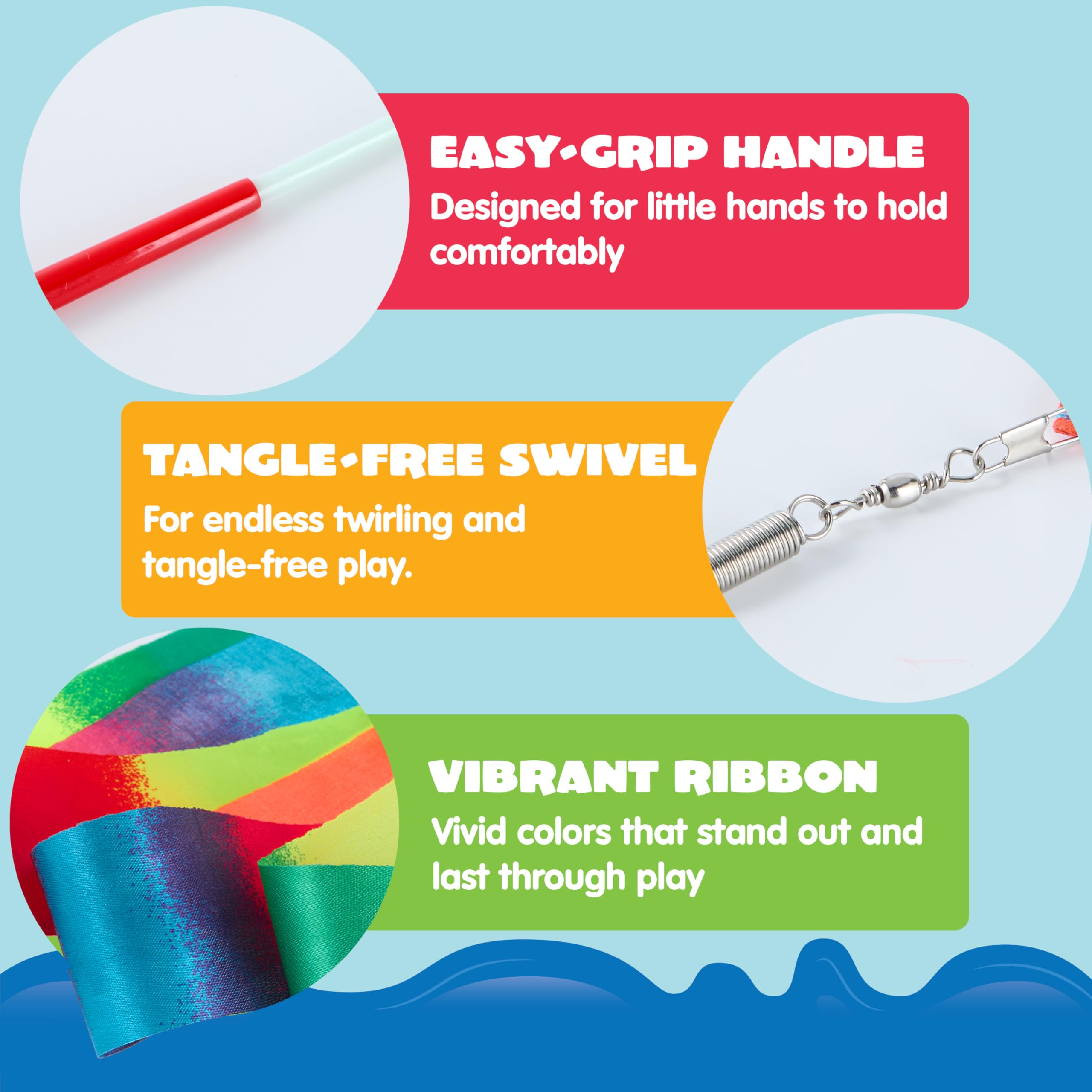 JOYIN ribbon-dancing-wand gradient pack 3 creates eye-catching performances on the dance floor.