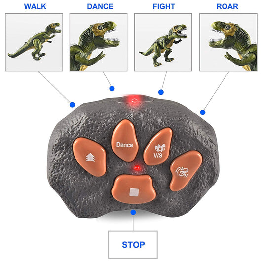 JOYIN robot dinosaur toy LED lights illuminate back spikes for dramatic effect.