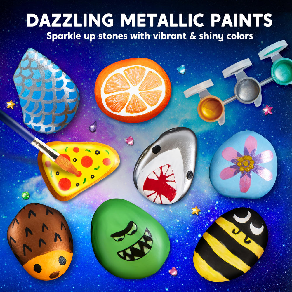 JOYIN Rock Painting Kit Gems and Glitter add dimensional accents