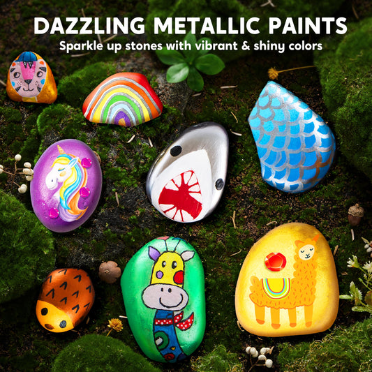 JOYIN Rock Painting Kit paint palette offers smooth color options for young artists.