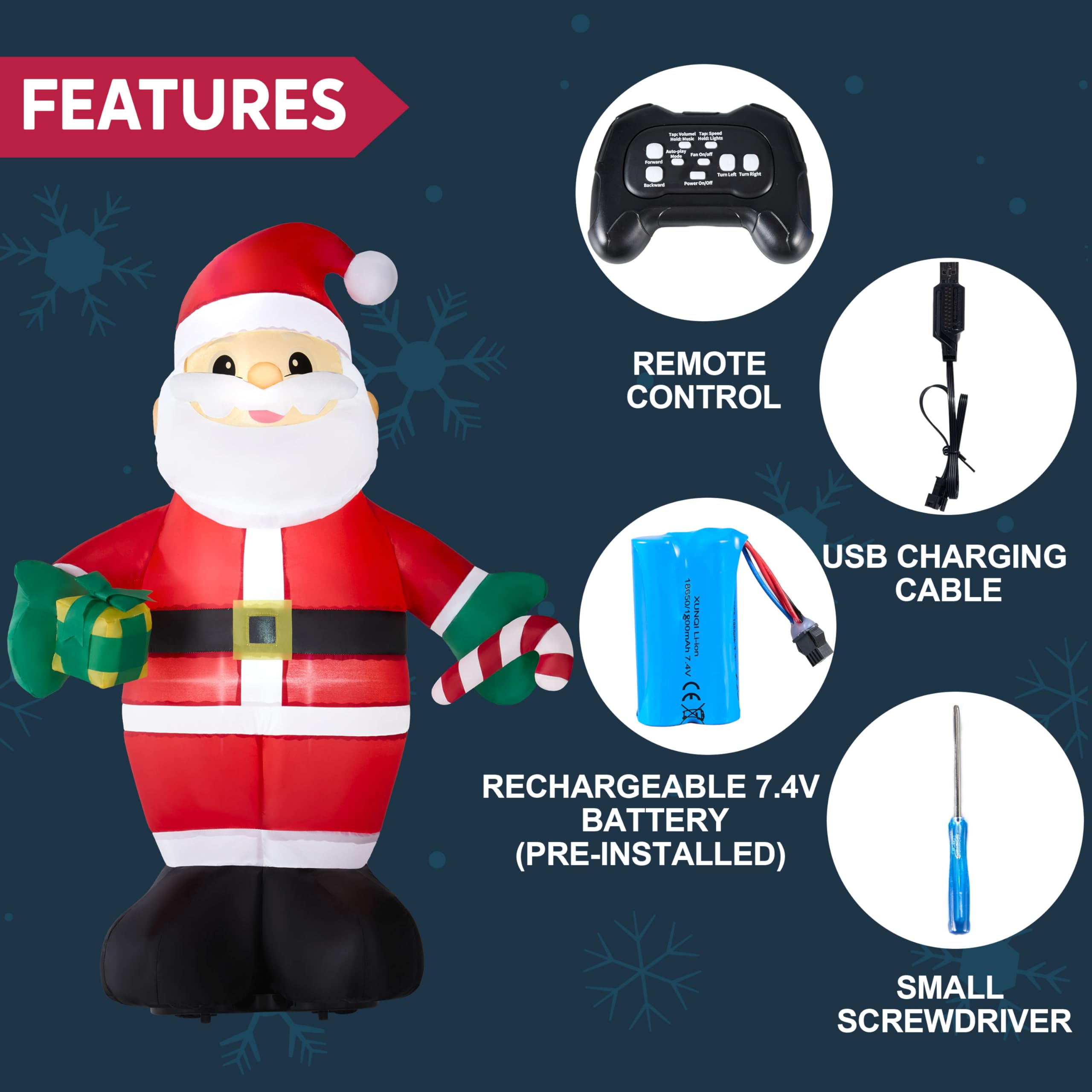 JOYIN Santa built-in music adds festive atmosphere to gatherings.