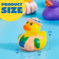 JOYIN hand holding a 2-inch duck showing size scale and easy toddler grip