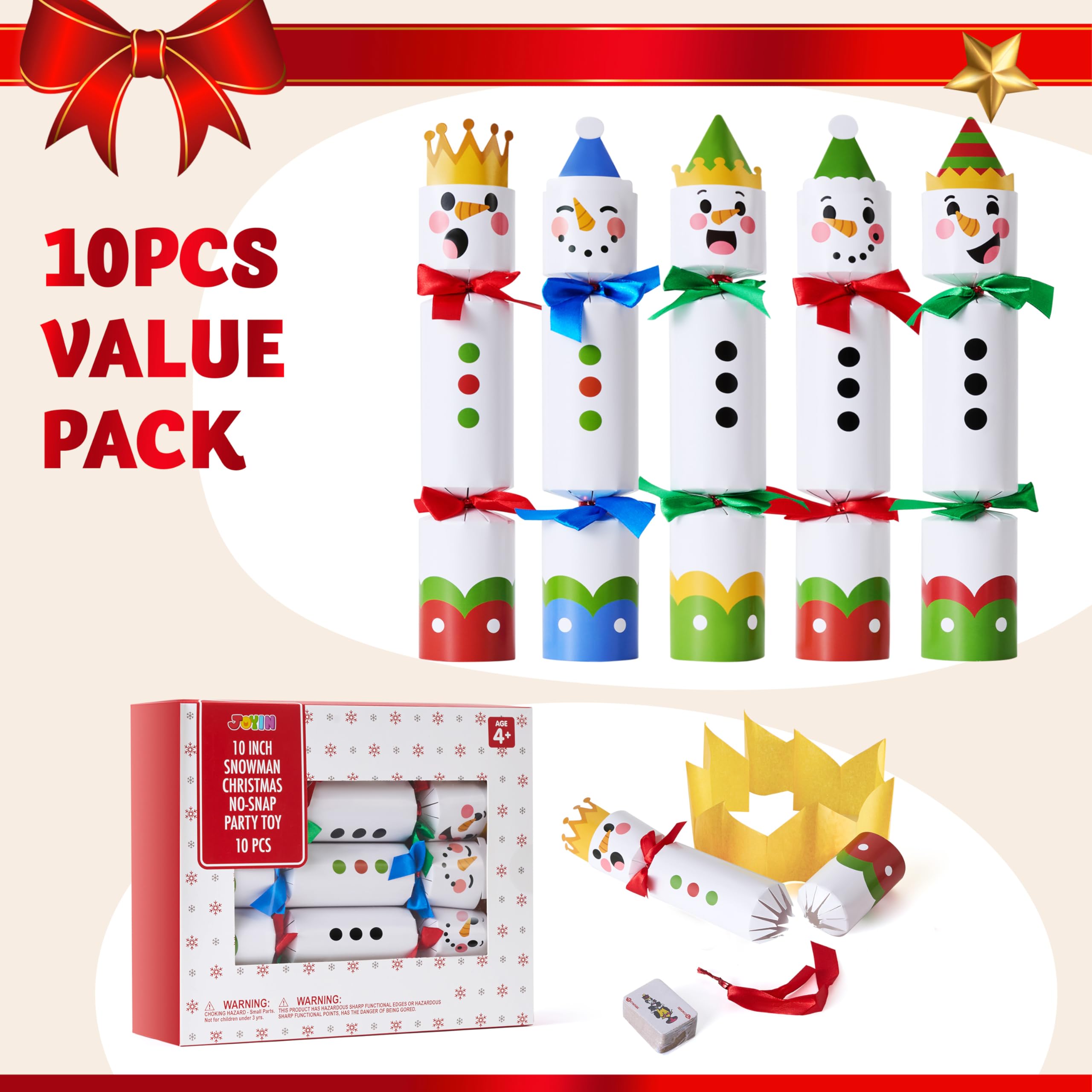 JOYIN snowman hat detail shows bright colors for lively decor.
