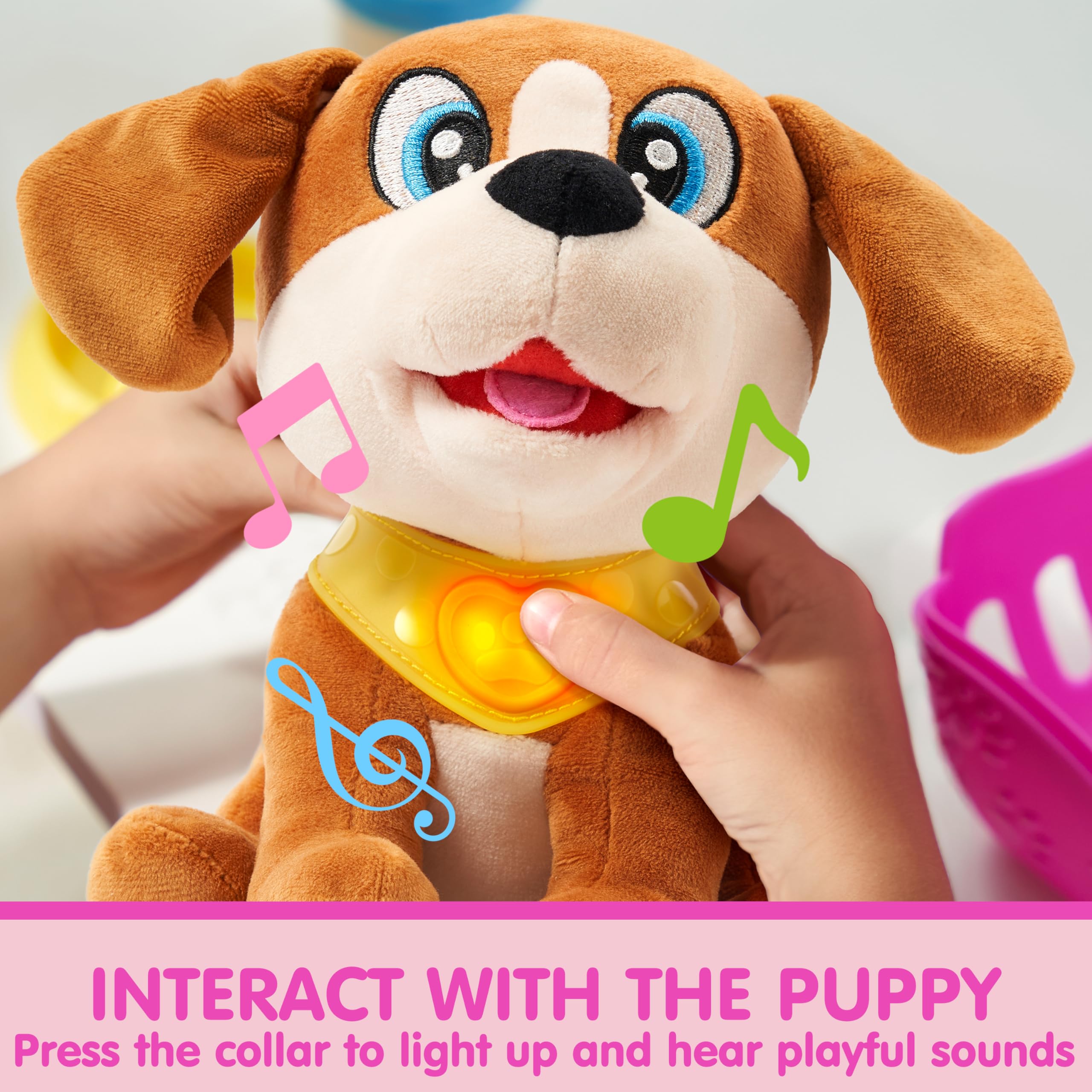 JOYIN soft yellow lights showcase the cute dog design and soothe little eyes