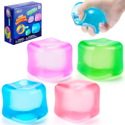 JOYIN stress cube 4-pack front view with vibrant colors for portable fidgeting and focus.