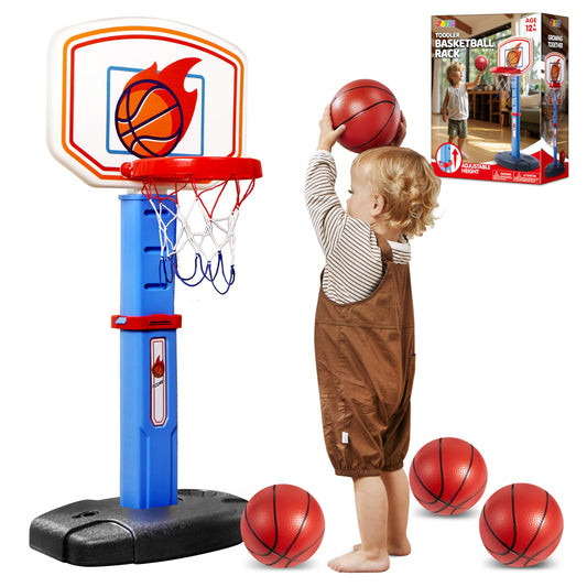 JOYIN toddler basketball hoop with adjustable height in action, ideal for growing kids