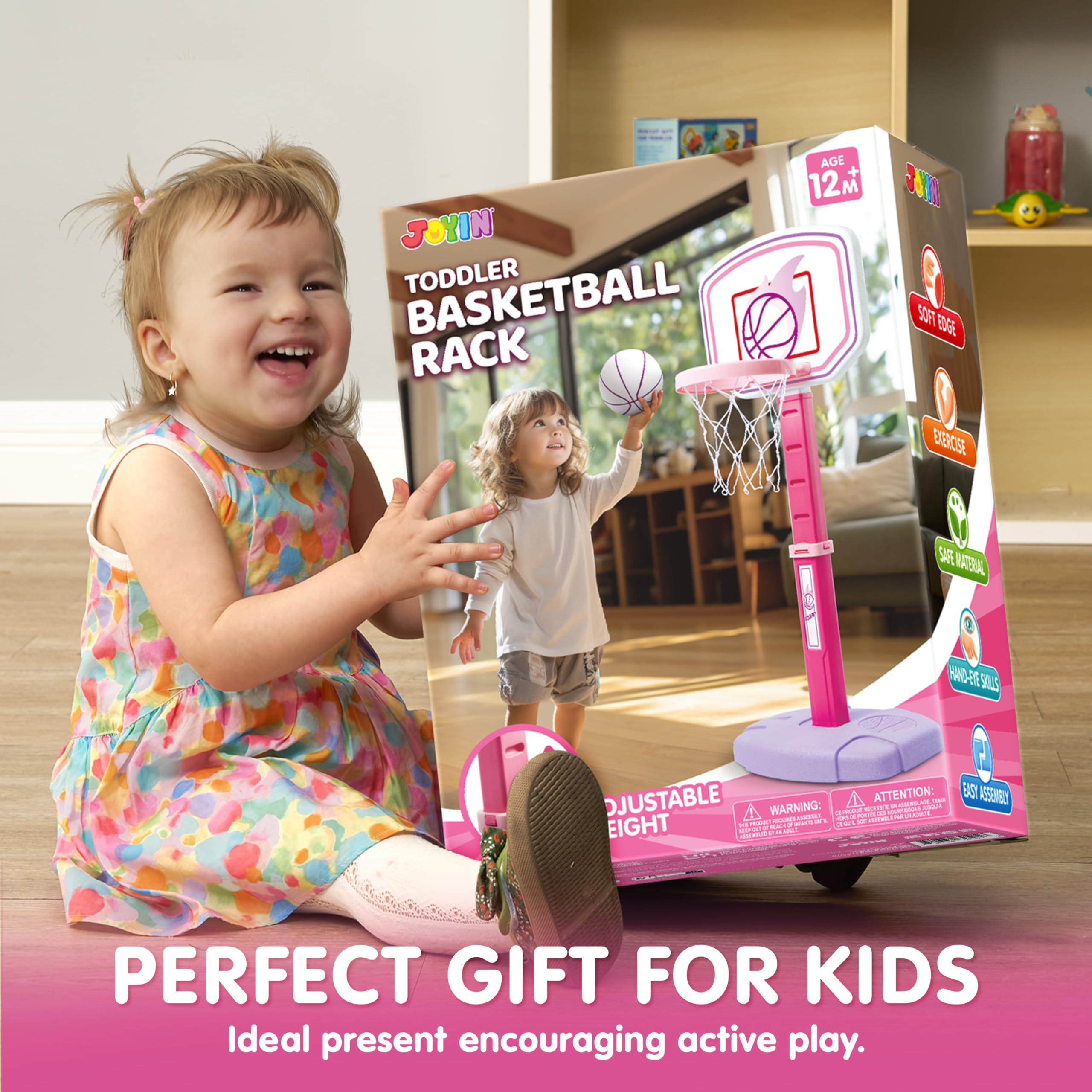 JOYIN toddler basketball hoop includes air pump for quick setup
