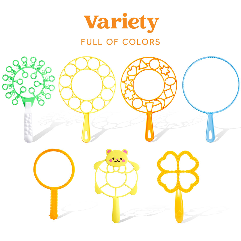 JOYIN tray-included bubble wands promote simple, mess-free bubble bursts.