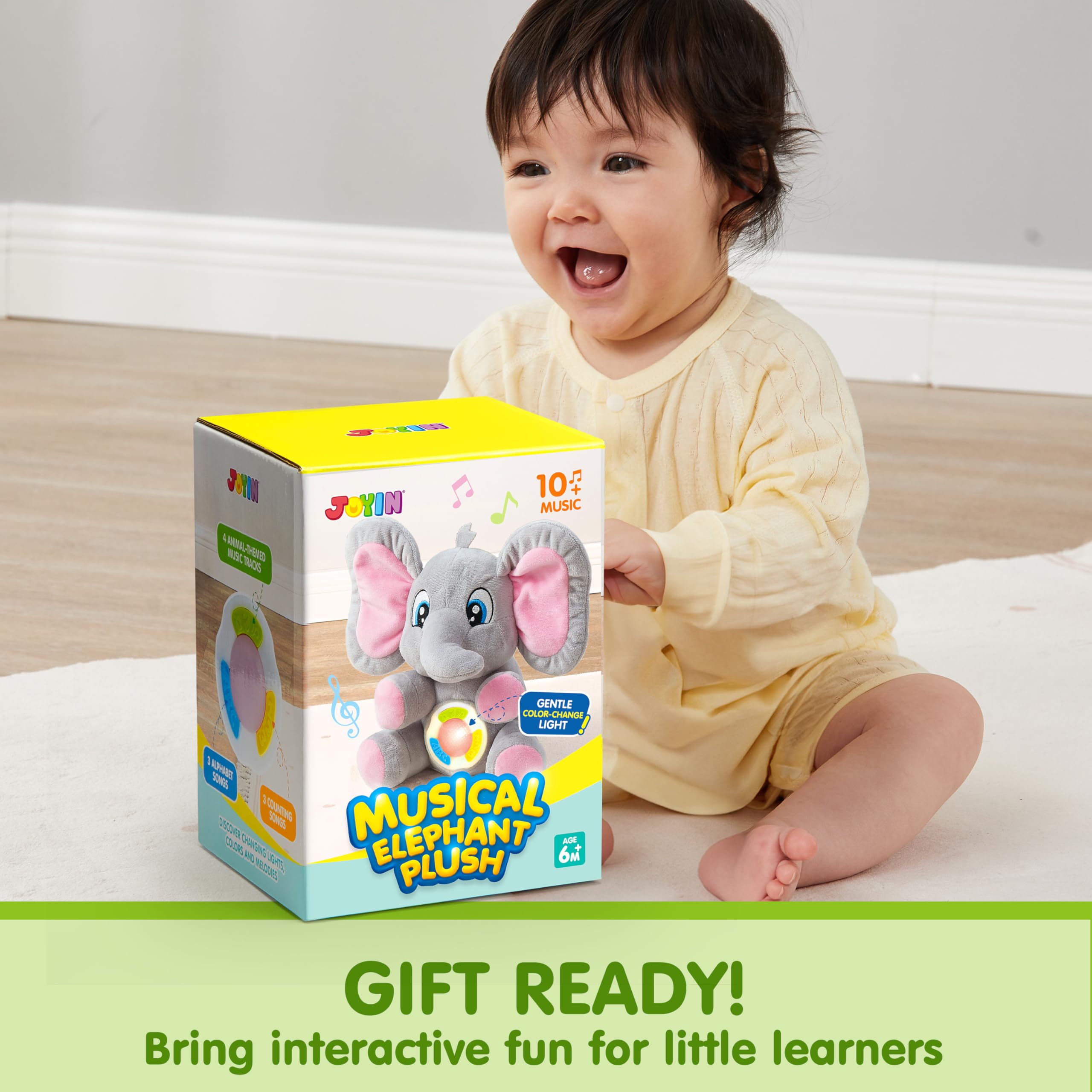 JOYIN triceratops plush with vibrant colors supporting early sensory development