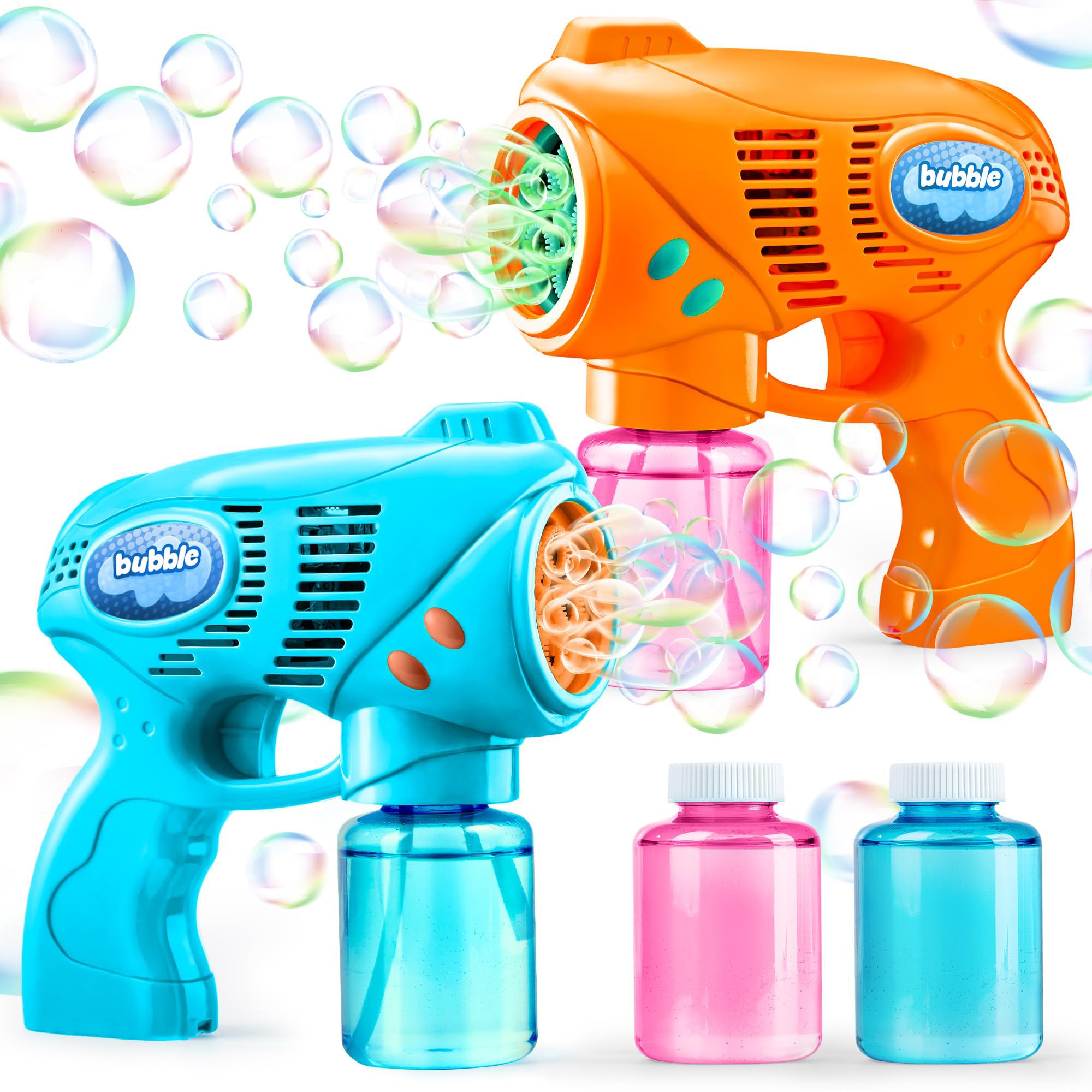 JOYIN two bubble guns in blue and orange for instant outdoor fun.