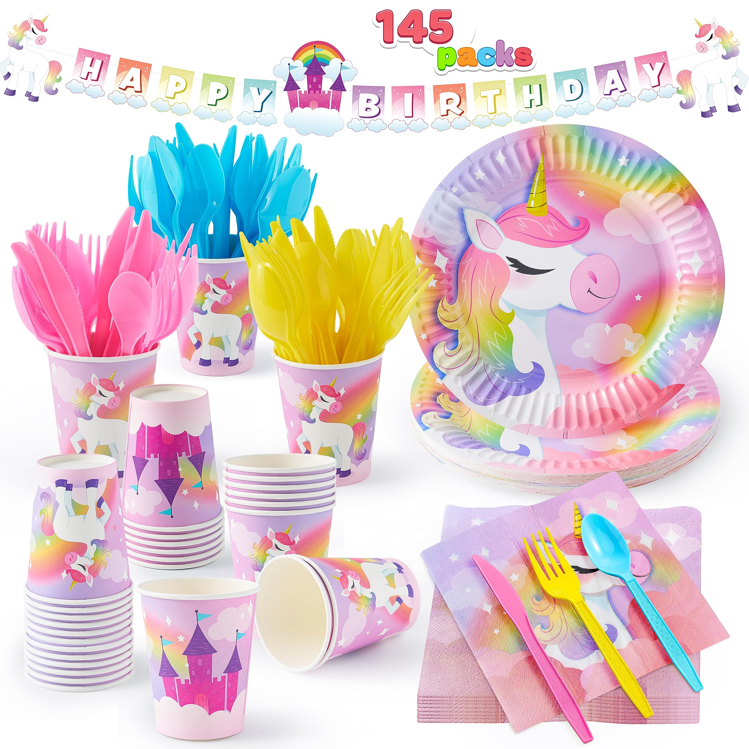 JOYIN unicorn plates 9-inch for sturdy party meals