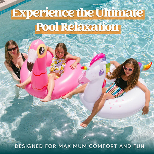 JOYIN unicorn pool float design, ideal for magical lake moments and kids' fun.