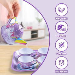 JOYIN unicorn tea party carrying case enables neat storage and easy transport.