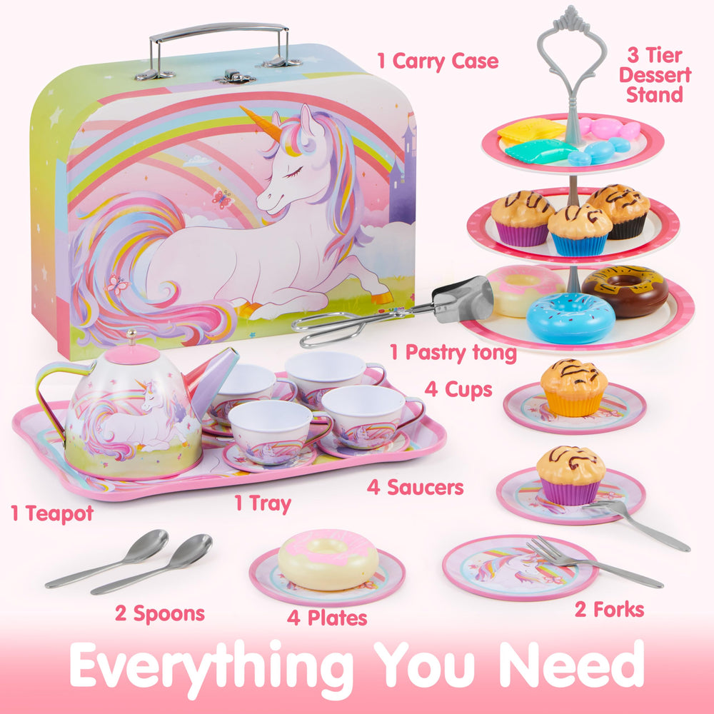 JOYIN unicorn tea set medium plates for kid-sized snacks and decor