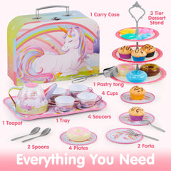 JOYIN unicorn tea set medium plates for kid-sized snacks and decor