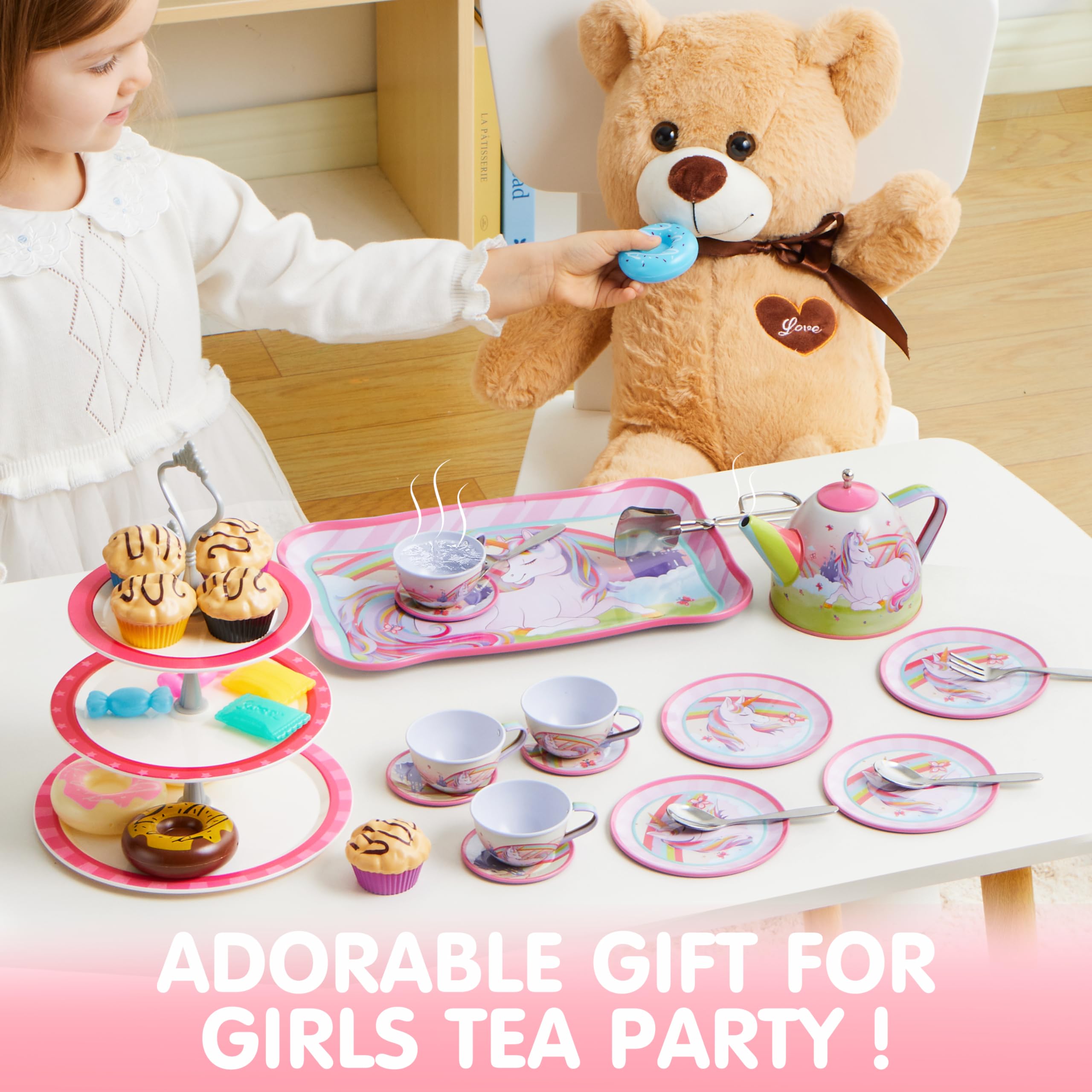 JOYIN unicorn tea set pastry server for serving pretend pastries