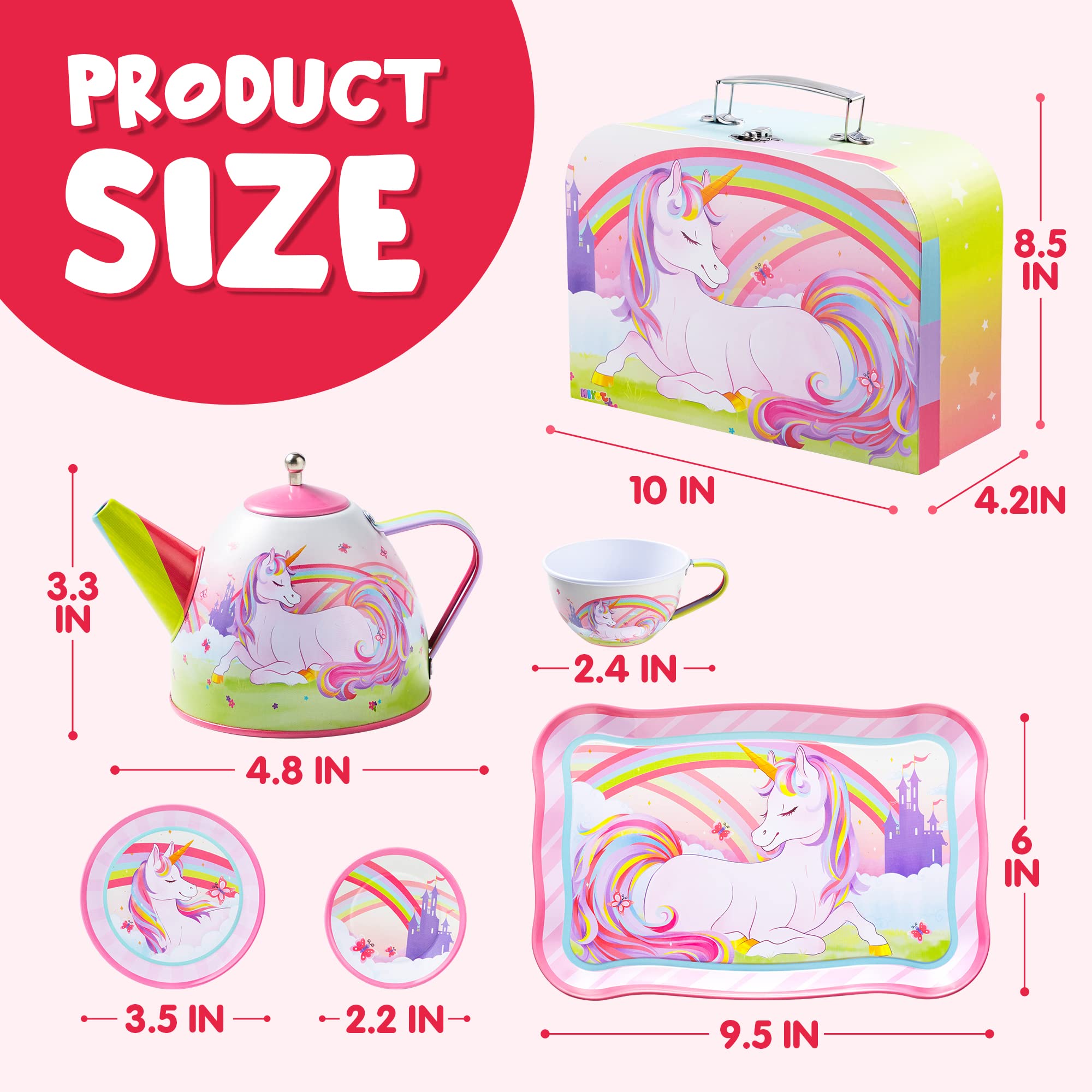 JOYIN unicorn tea set unicorn decor with sparkles for cozy playtime visuals