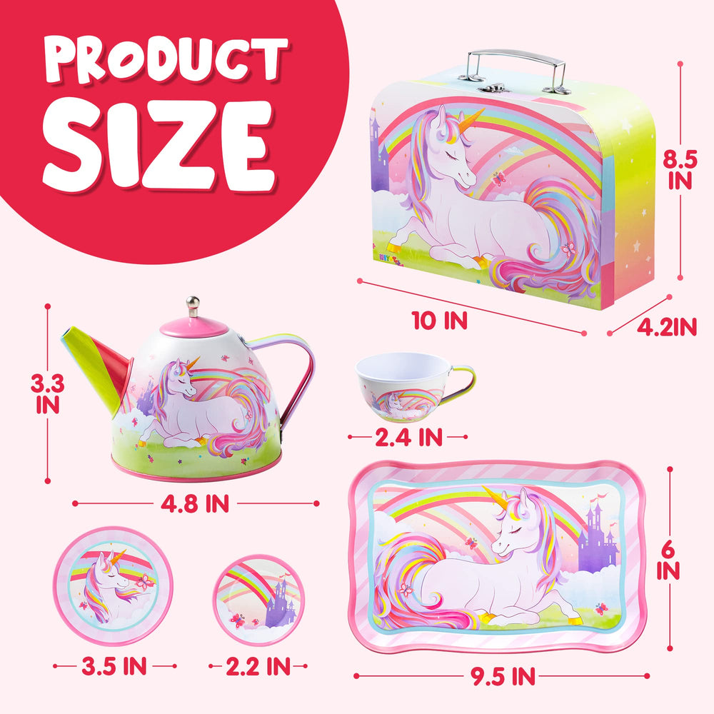 JOYIN unicorn tea set unicorn decor with sparkles for cozy playtime visuals