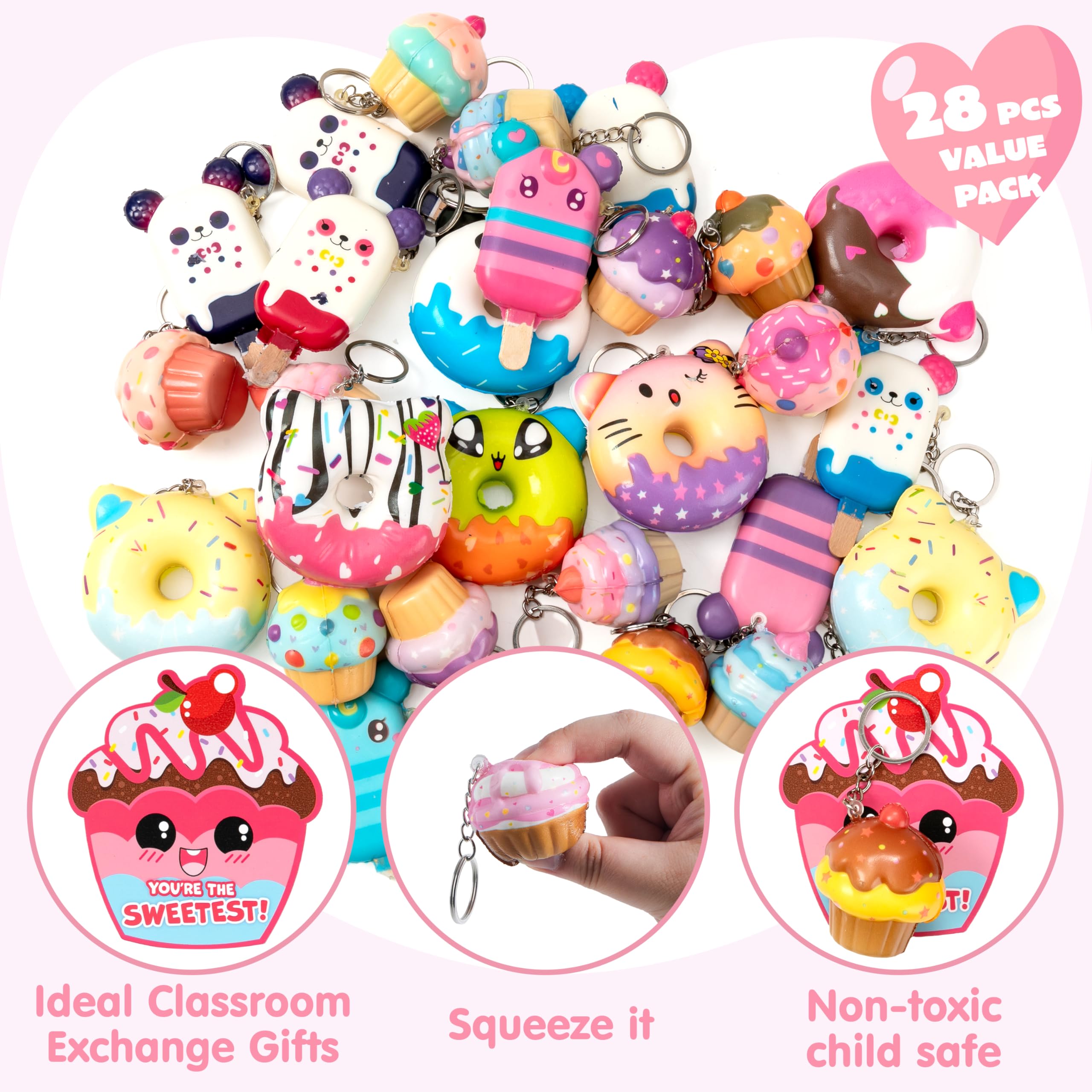 JOYIN Valentine dessert squishy cupcakes, colorful squish for calm moments and creative play.
