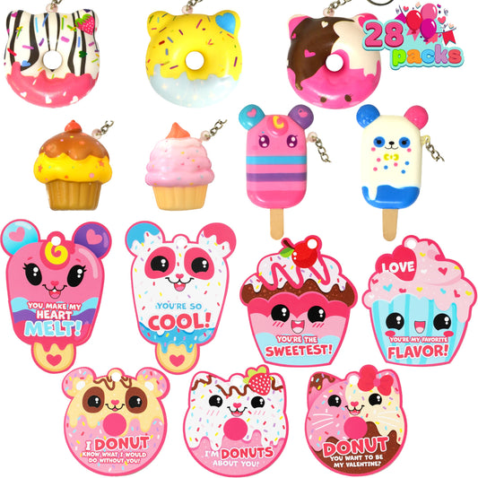 JOYIN Valentine dessert squishy donuts close-up, soft texture ideal for stress relief and classroom fun.