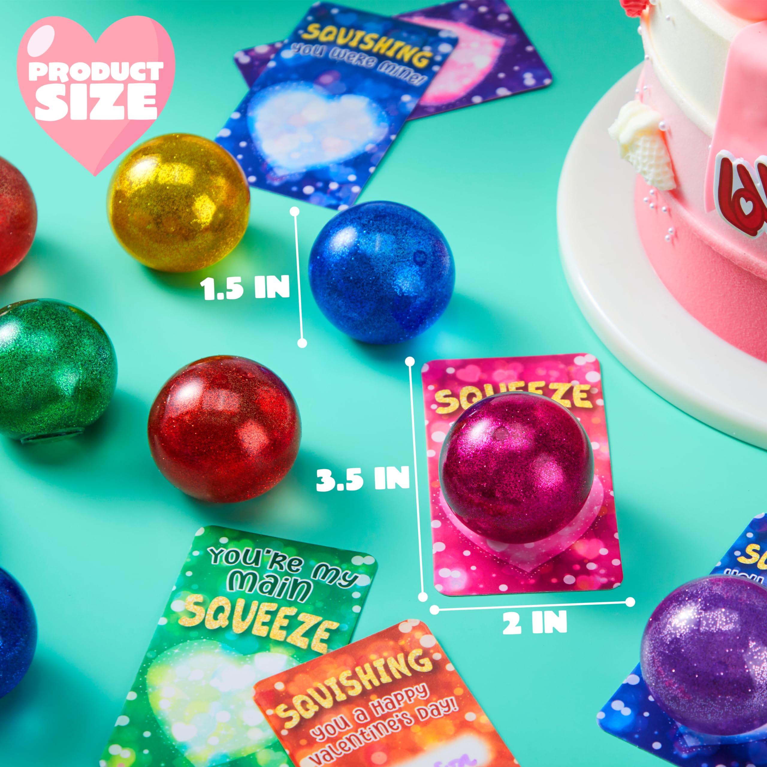 JOYIN Valentine stretchy ball glitter blue for sensory exploration and party fun.