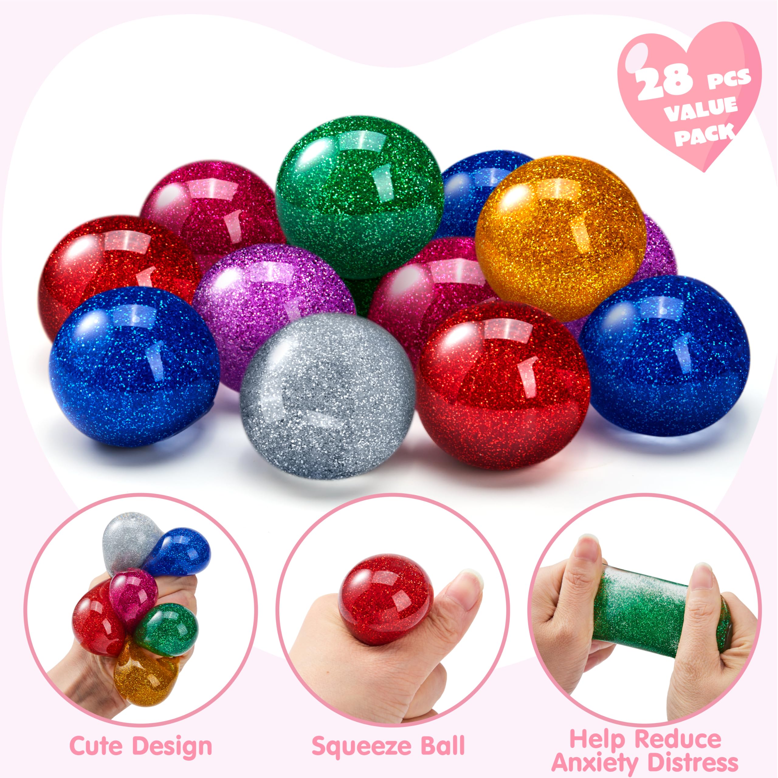 JOYIN Valentine stretchy ball glitter yellow for classroom rewards and creative games.