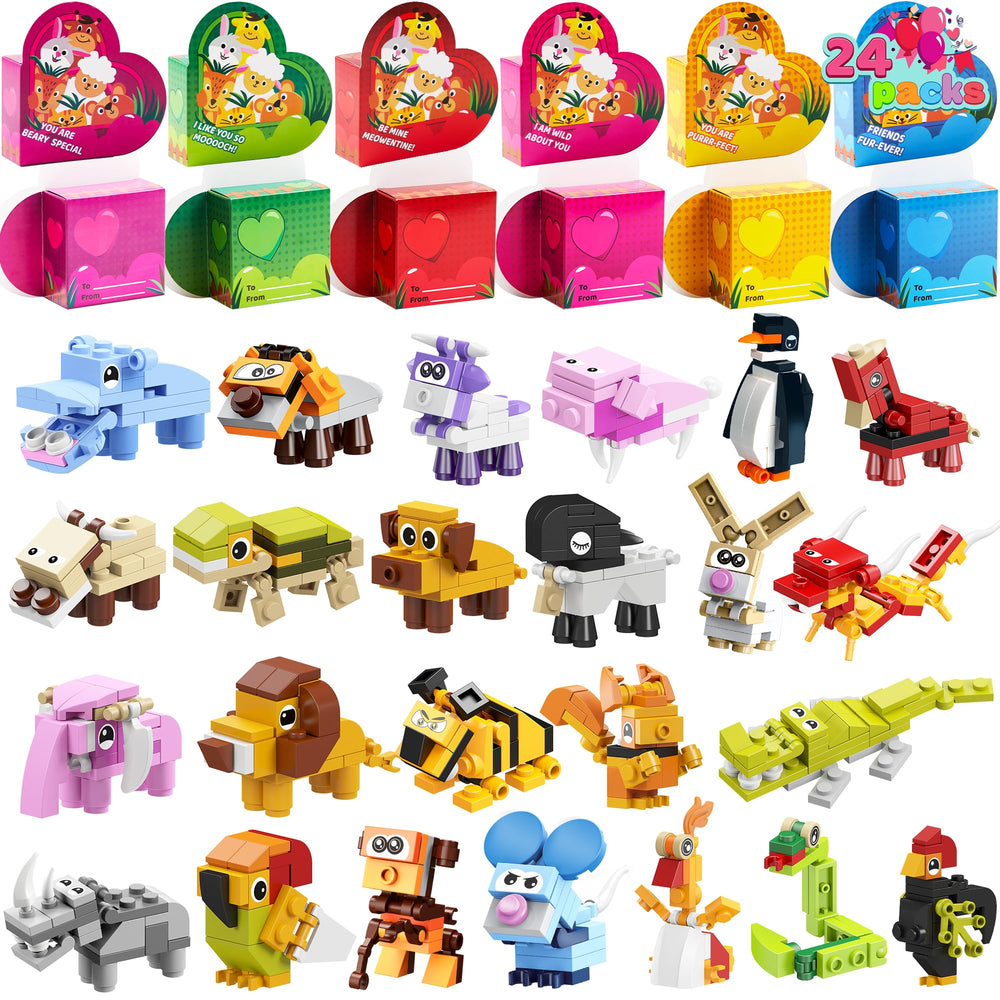 JOYIN valentines animal blocks 24-pack packaging as a candy-free classroom prize
