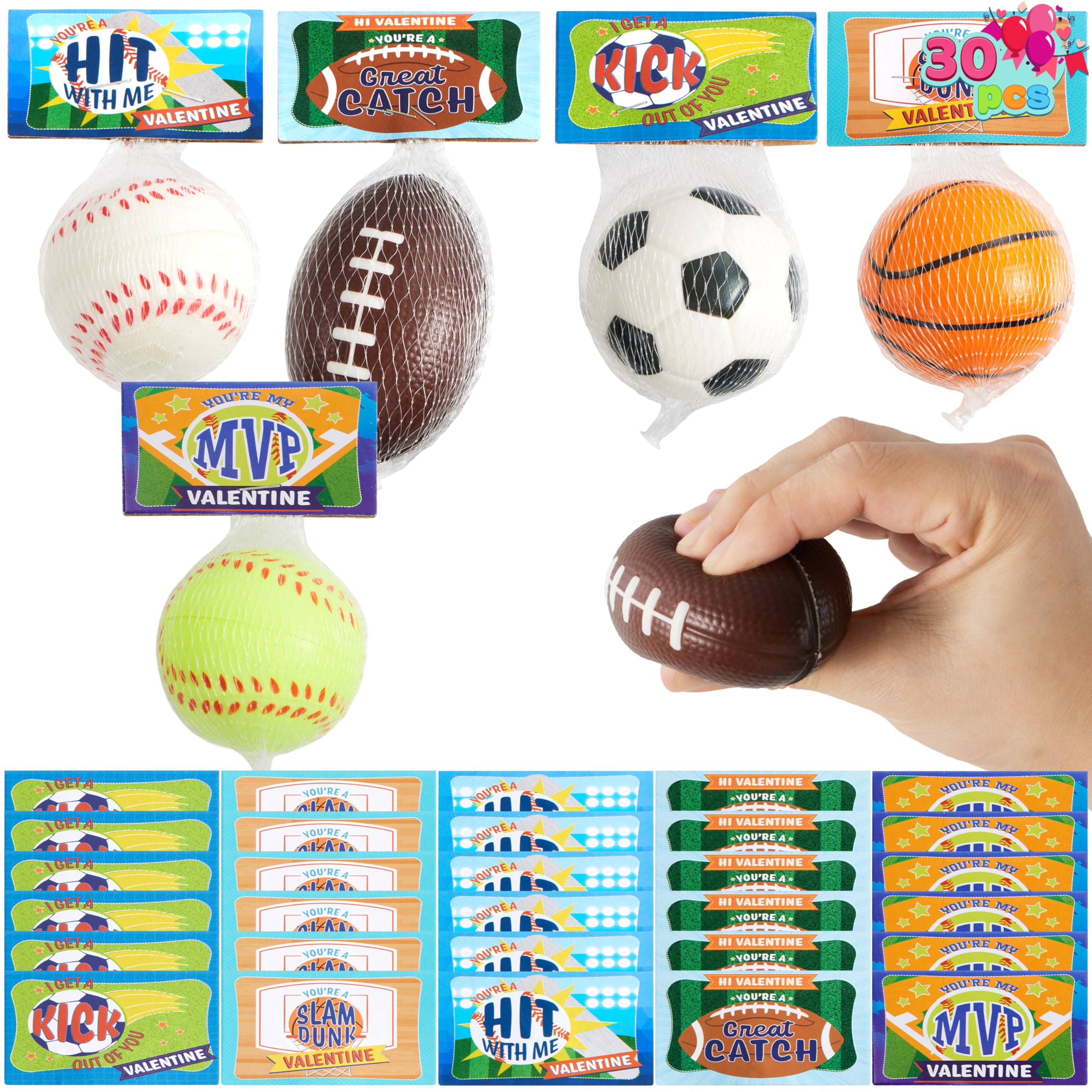 JOYIN valentines gift-card foam ball for classroom rewards and party favors.