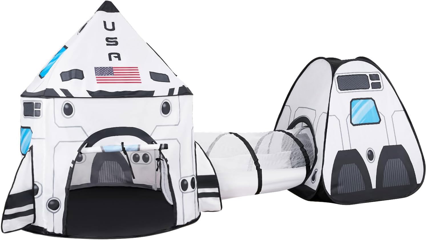 JOYIN White Rocket Ship Pop Up Tent provides a bright, inviting play space for imaginative indoor adventures.