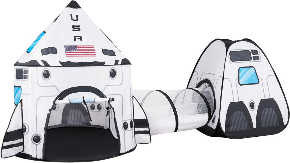 JOYIN White Rocket Ship Pop Up Tent provides a bright, inviting play space for imaginative indoor adventures.