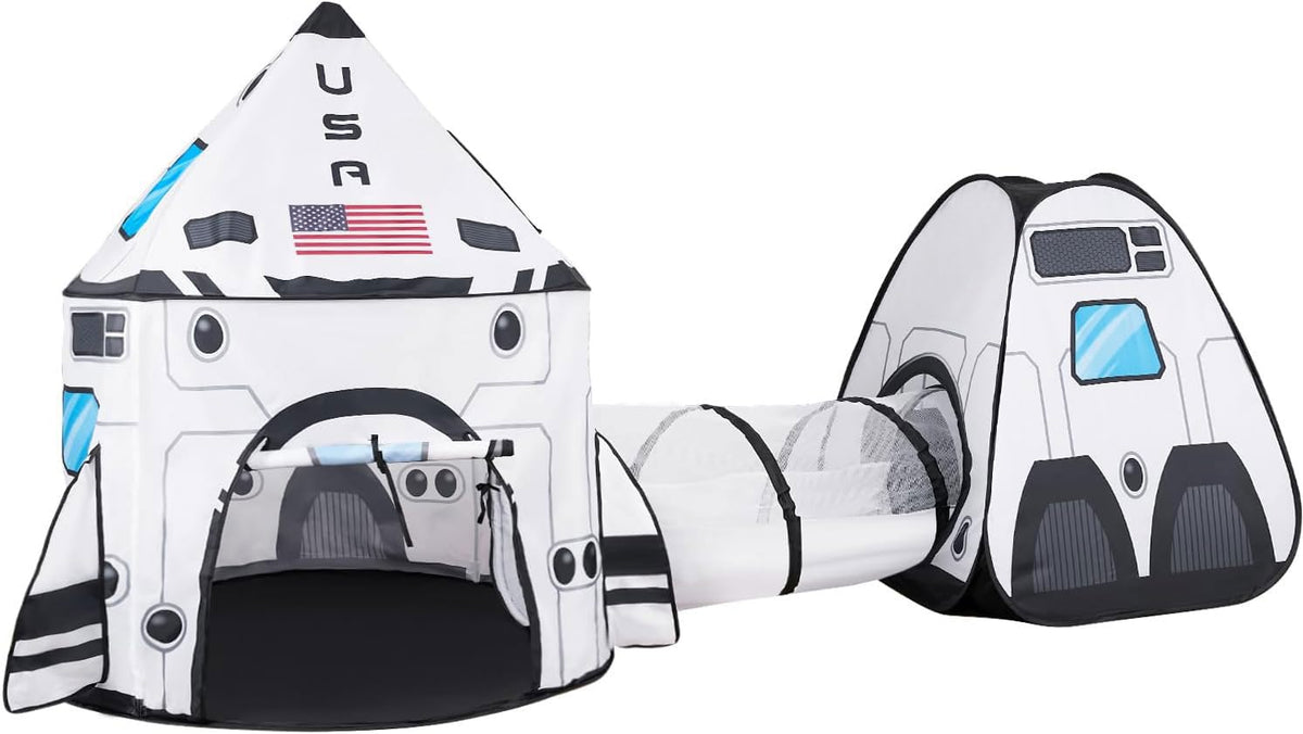 JOYIN White Rocket Ship Pop Up Tent provides a bright, inviting play space for imaginative indoor adventures.