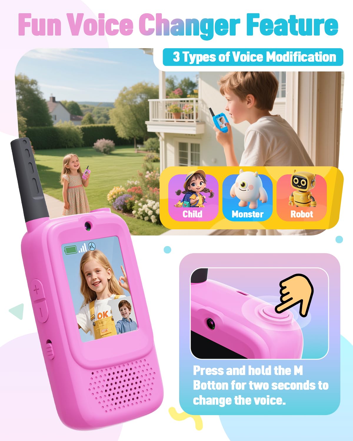 Joyjam built-in camera and bright display support real-time video chats during games.