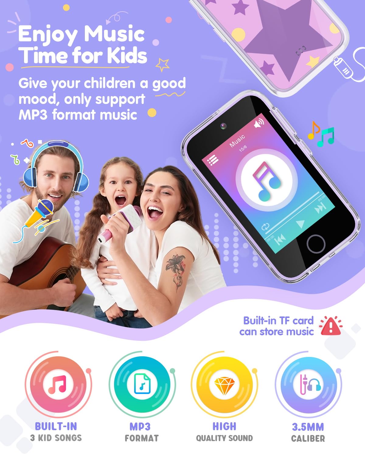 Joyjam 3.5-inch IPS touch screen offers responsive interaction.