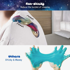 Kids playing with galaxy slime for creative shapes and color blending