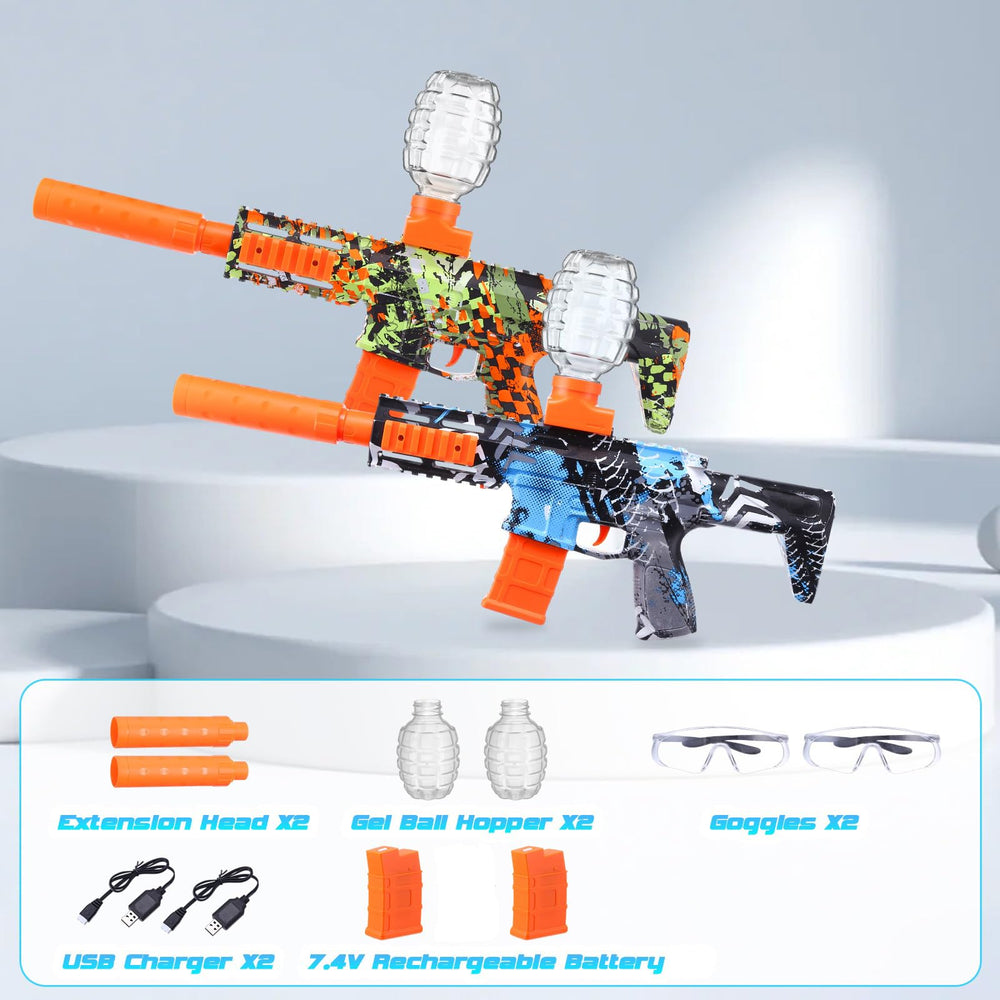 Joykey rechargeable modular battery system shown with two batteries and charger