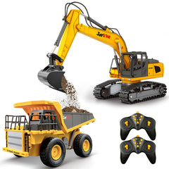 Joylike RC excavator front view with realistic action for immersive play.
