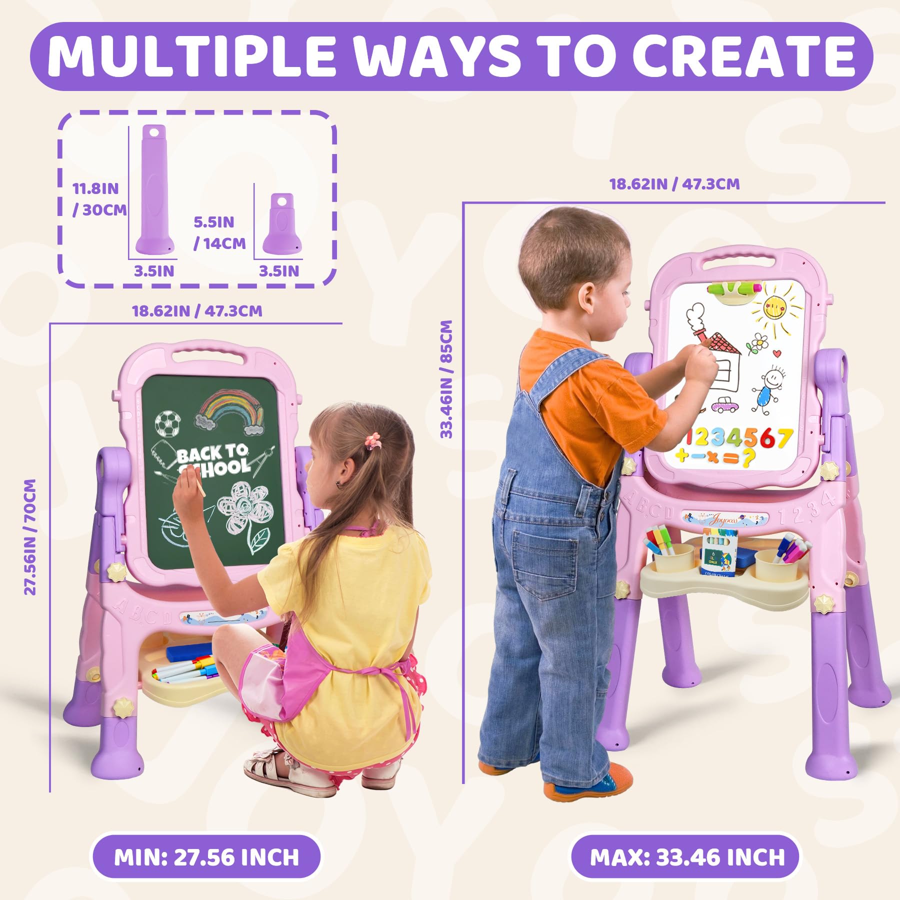 Joyooss art easel 360° rotation enables shared drawing sessions from any angle.