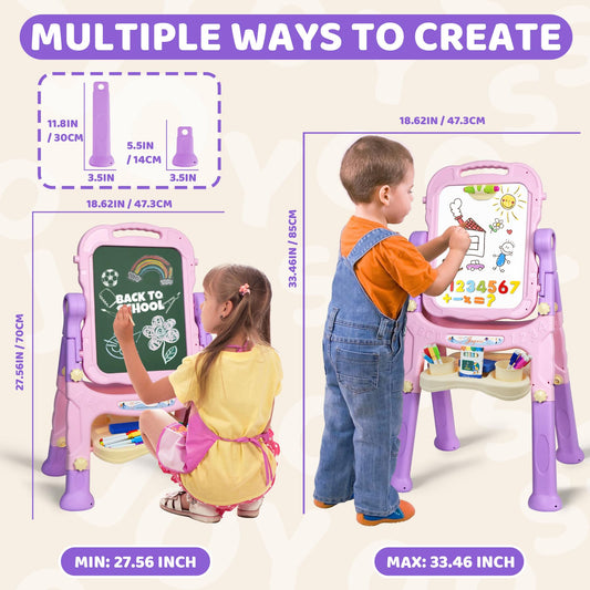 Joyooss art easel 360° rotation enables shared drawing sessions from any angle.