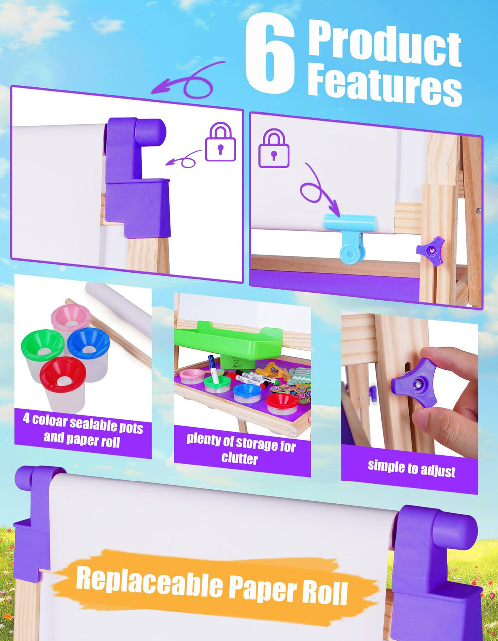 JOYOOSS accessories kit includes paper, chalk, markers, magnets, and math tools.