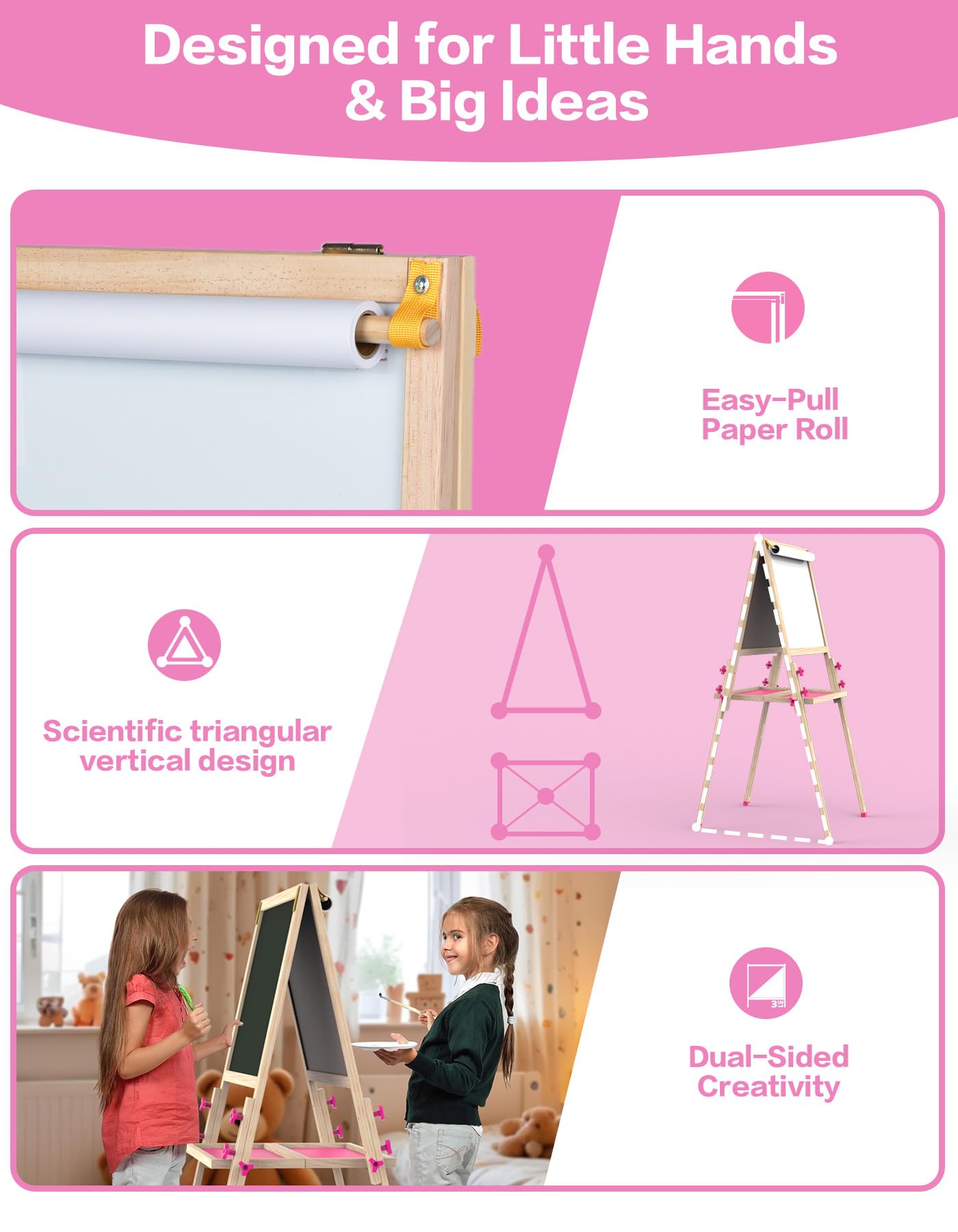 Joyooss Art Easel accessory set includes markers, chalk, eraser, and letters.