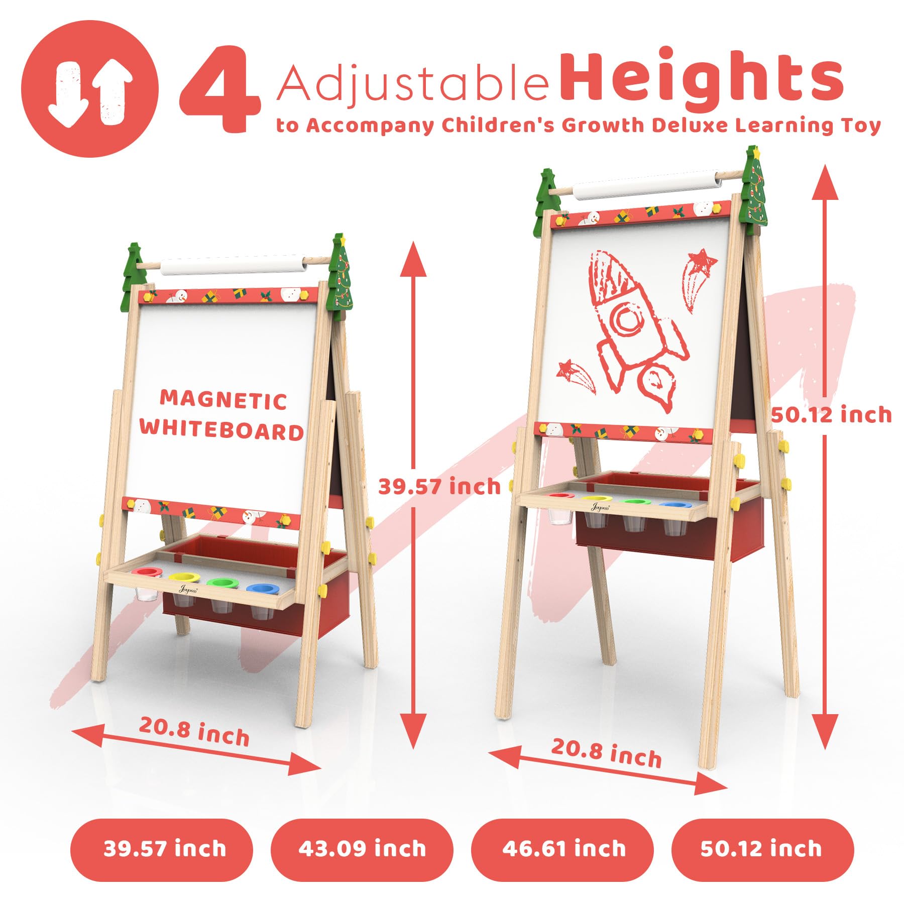 Adjustable heights on the Joyooss art easel grow with your child.