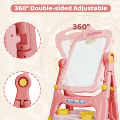 Joyooss double-sided board supports dry erase and chalk activities for variety.