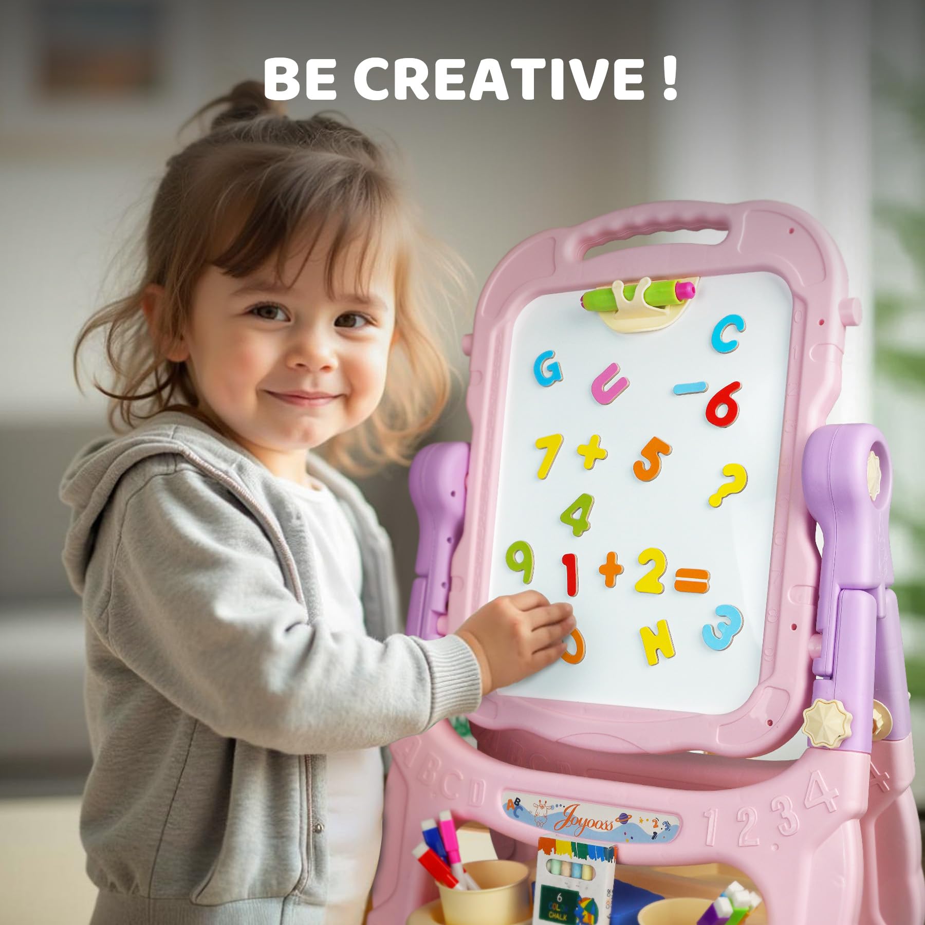 Joyooss easel comes with a full accessory set for creative play.