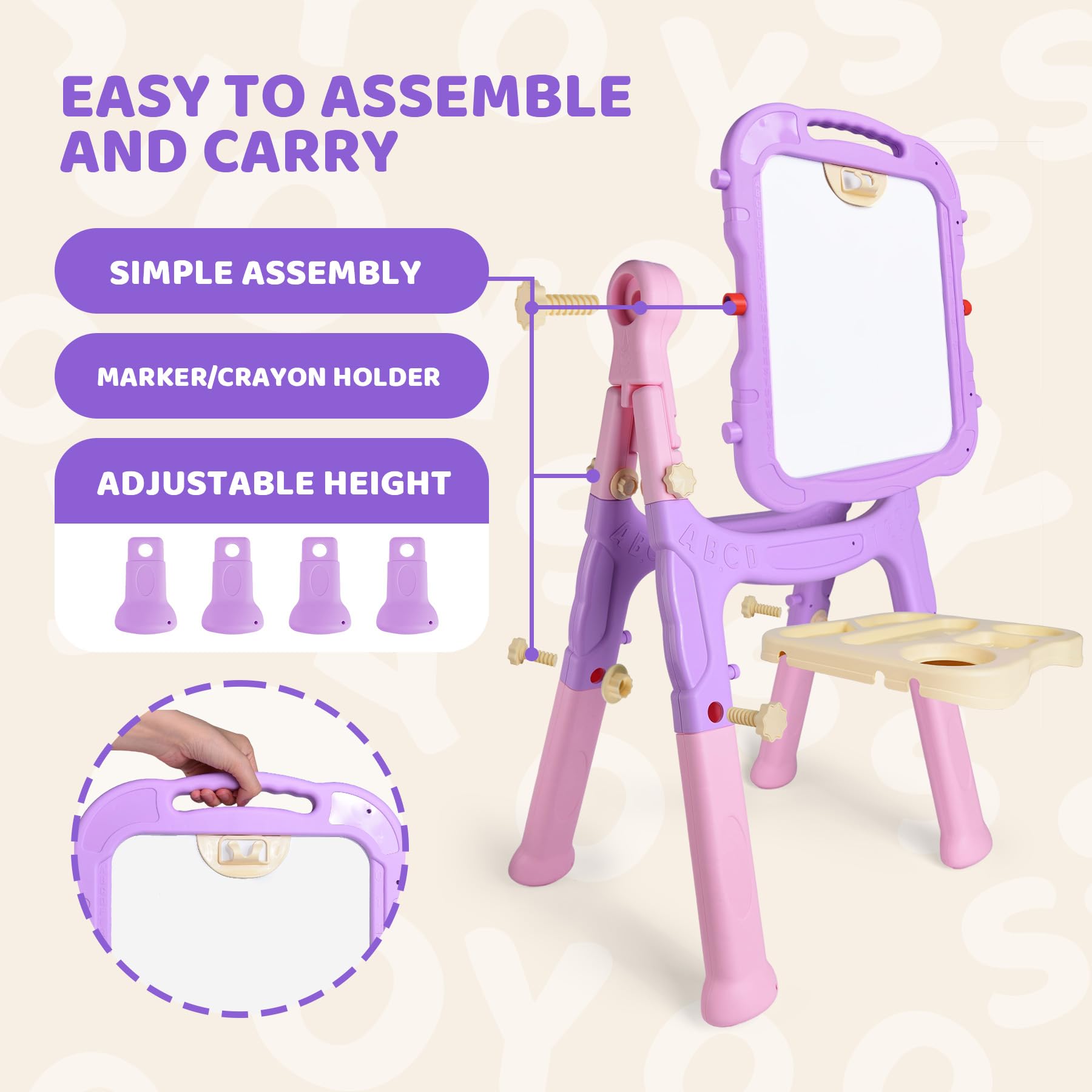 Joyooss art easel height adjustment grows with your child's skills.
